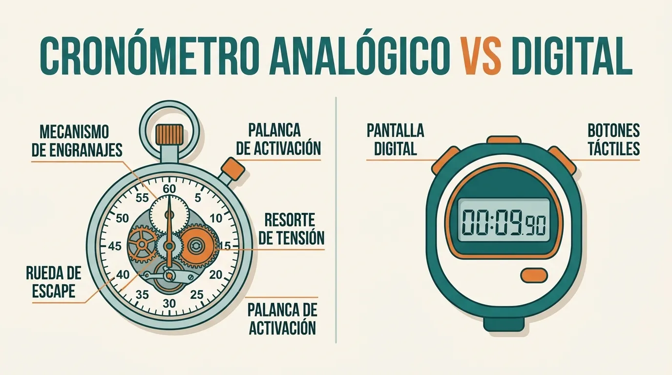 Comparativa entre cronómetro analógico y digital